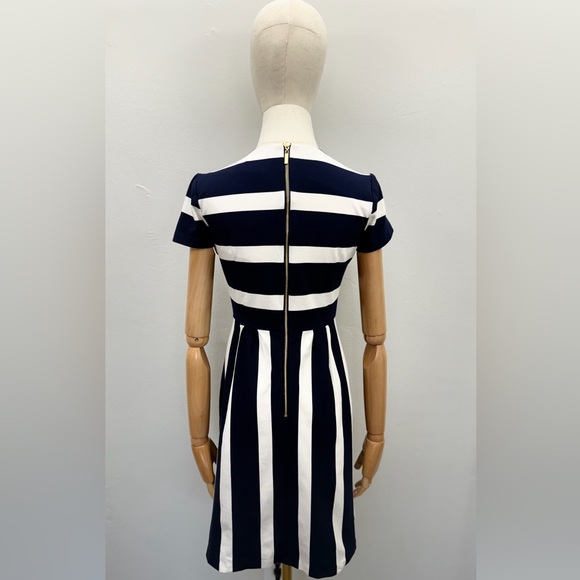 Eliza J Navy and Cream Striped Dress Size 2 Polyester Spandex Rayon - Picture 6 of 12